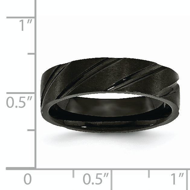 Sophia Jewelers Unisex Titanium Wedding Band with Black Swirl Design