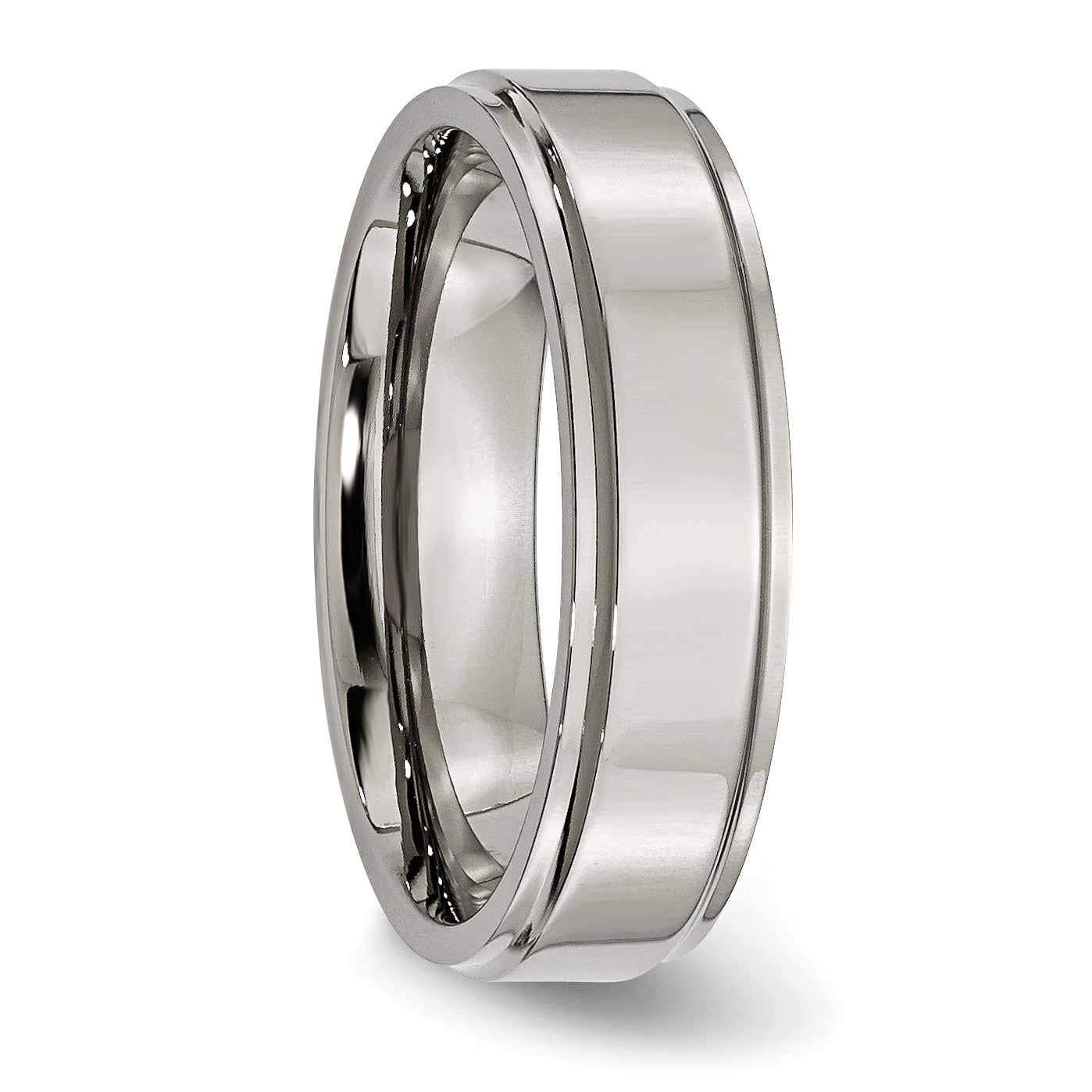 Titanium Polished 6mm Ridged Edge Band