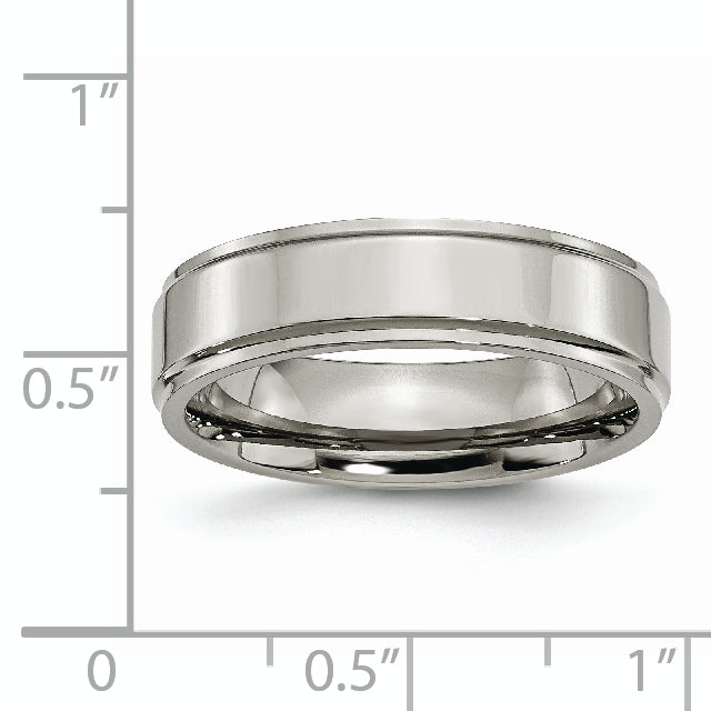 Titanium Polished 6mm Ridged Edge Band