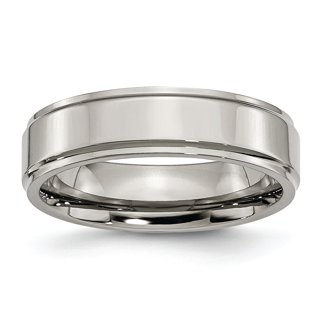 Titanium Polished 6mm Ridged Edge Band