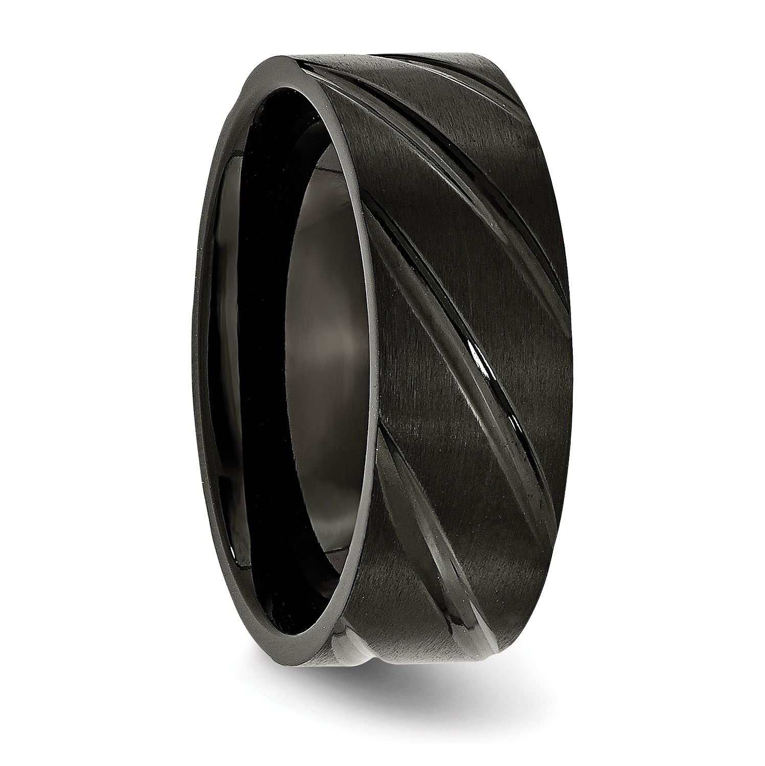 Sophia Jewelers Titanium Black IP Swirl Unisex Engravable Wedding Band