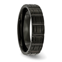 Titanium 6mm Unisex Wedding Band with Black Brushed Groove