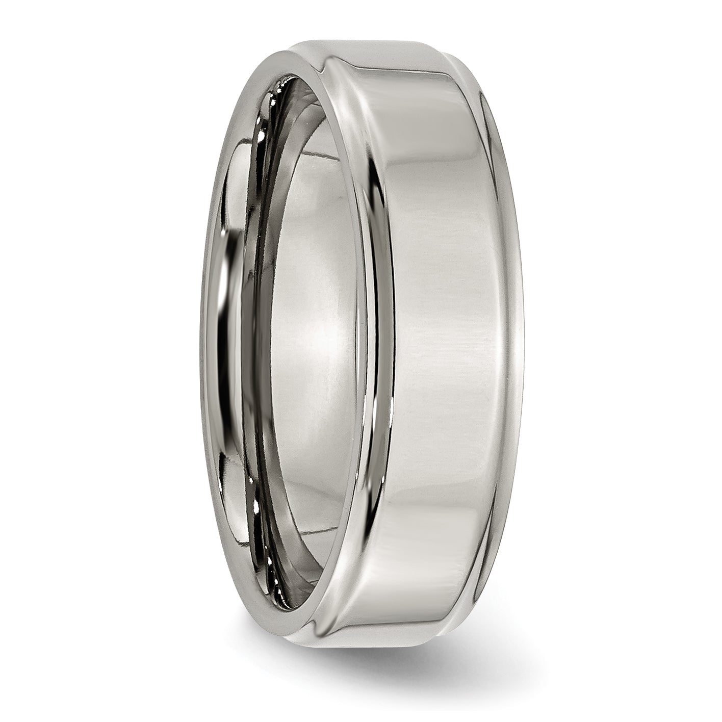 Titanium Polished 7mm Ridged Edge Band