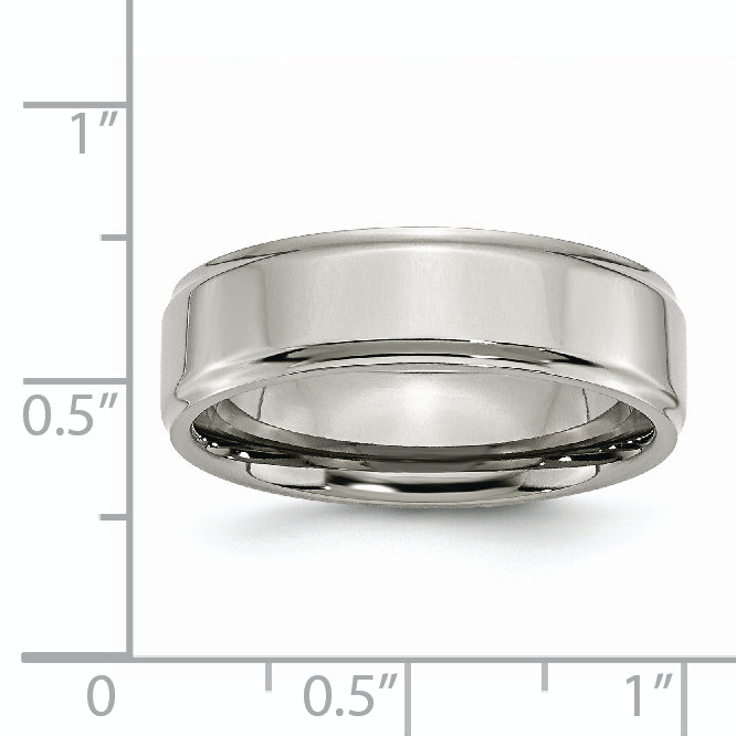 Titanium Polished 7mm Ridged Edge Band