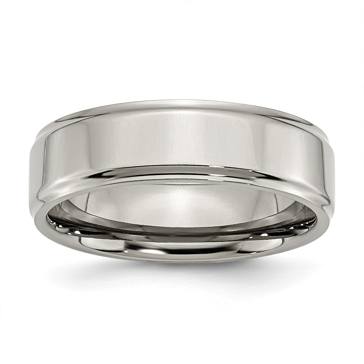 Titanium Polished 7mm Ridged Edge Band