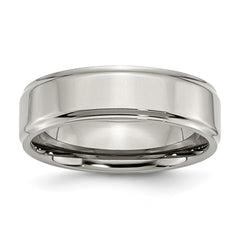 Titanium Polished 7mm Ridged Edge Band