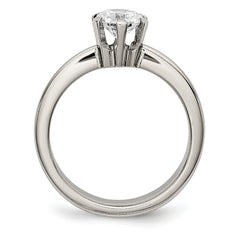 Titanium CZ Ring with Polished Finish, Elegant Prong Set for Women