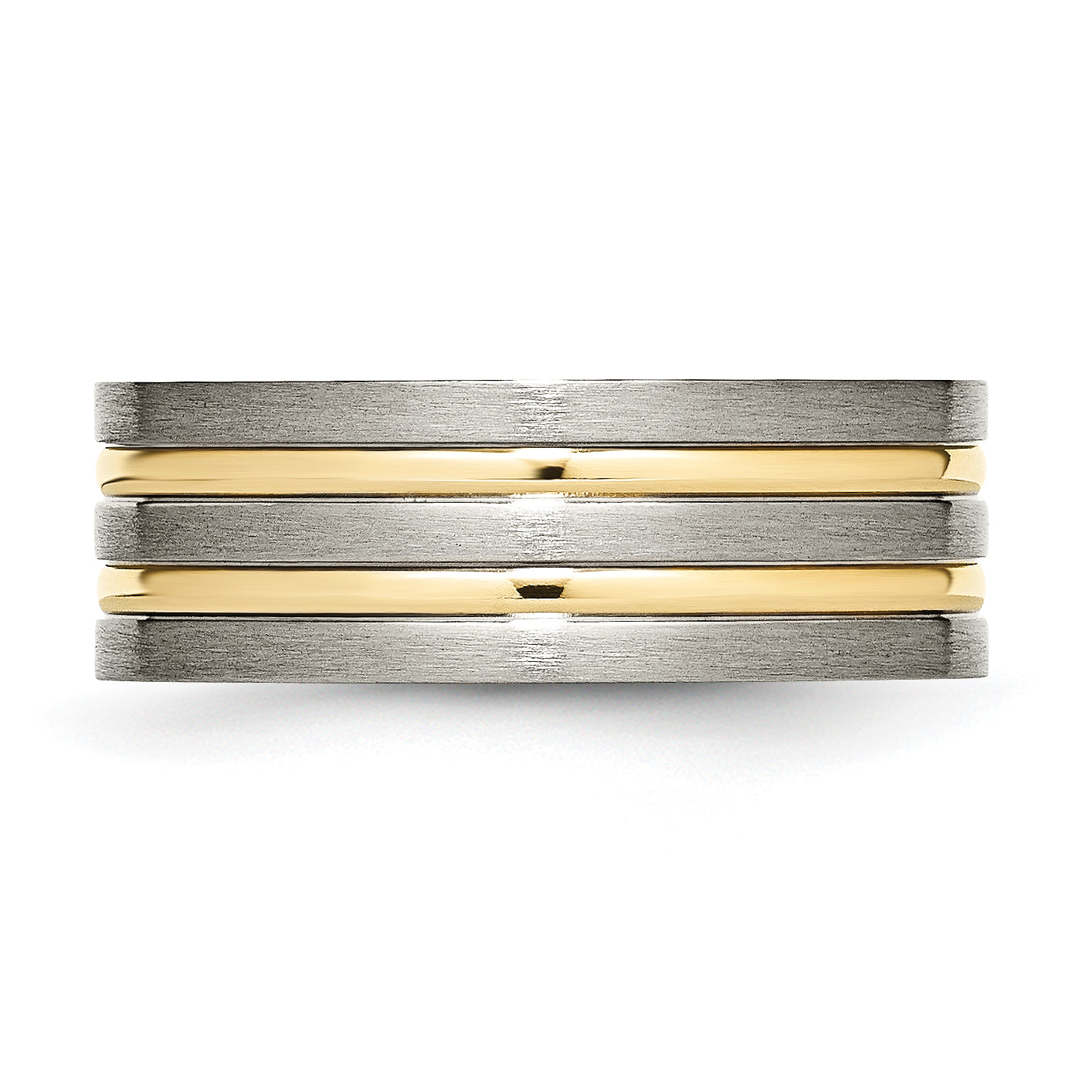 Titanium Grooved Unisex Wedding Band with Gold IP-Plating Engravable