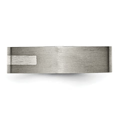 Titanium Brushed WithSterling Silver Inlay 6mm Flat Band