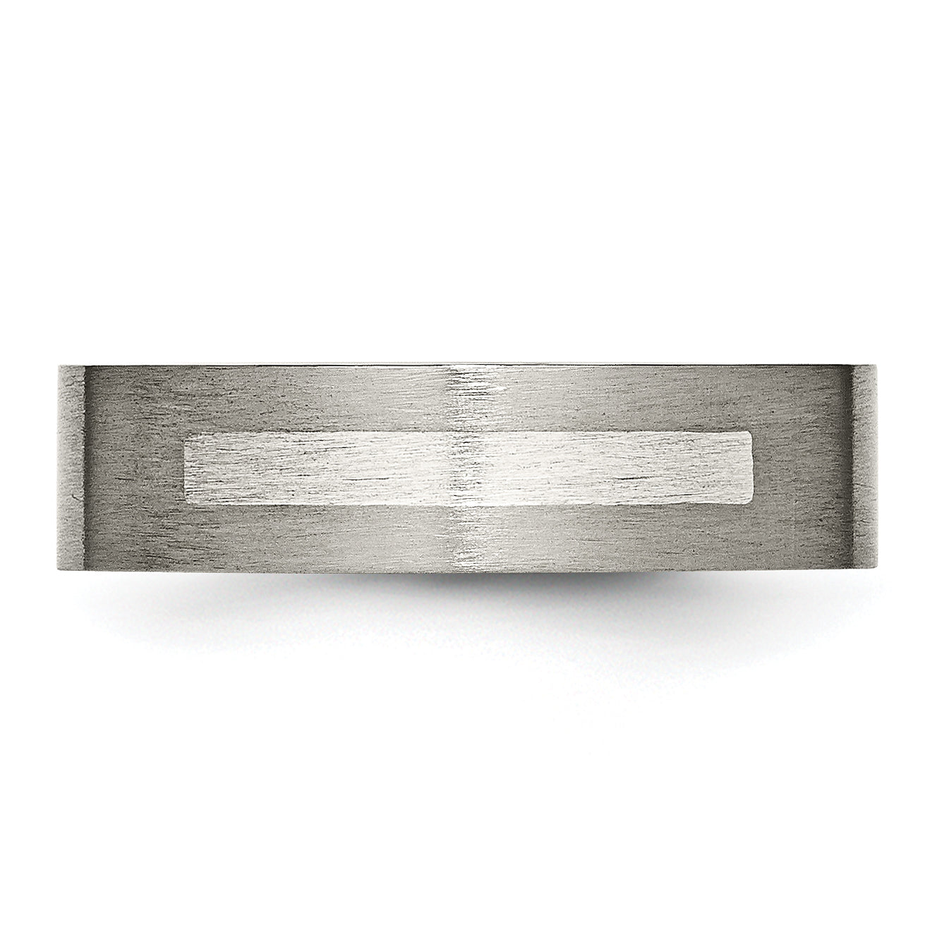 Titanium Brushed WithSterling Silver Inlay 6mm Flat Band