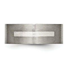 Titanium Brushed WithSterling Silver Inlay 8mm Flat Band