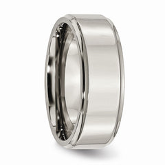 Titanium Ridged Edge 8mm Polished Band