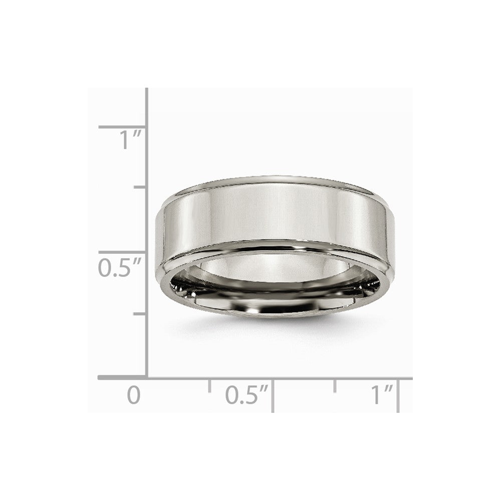 Titanium Ridged Edge 8mm Polished Band