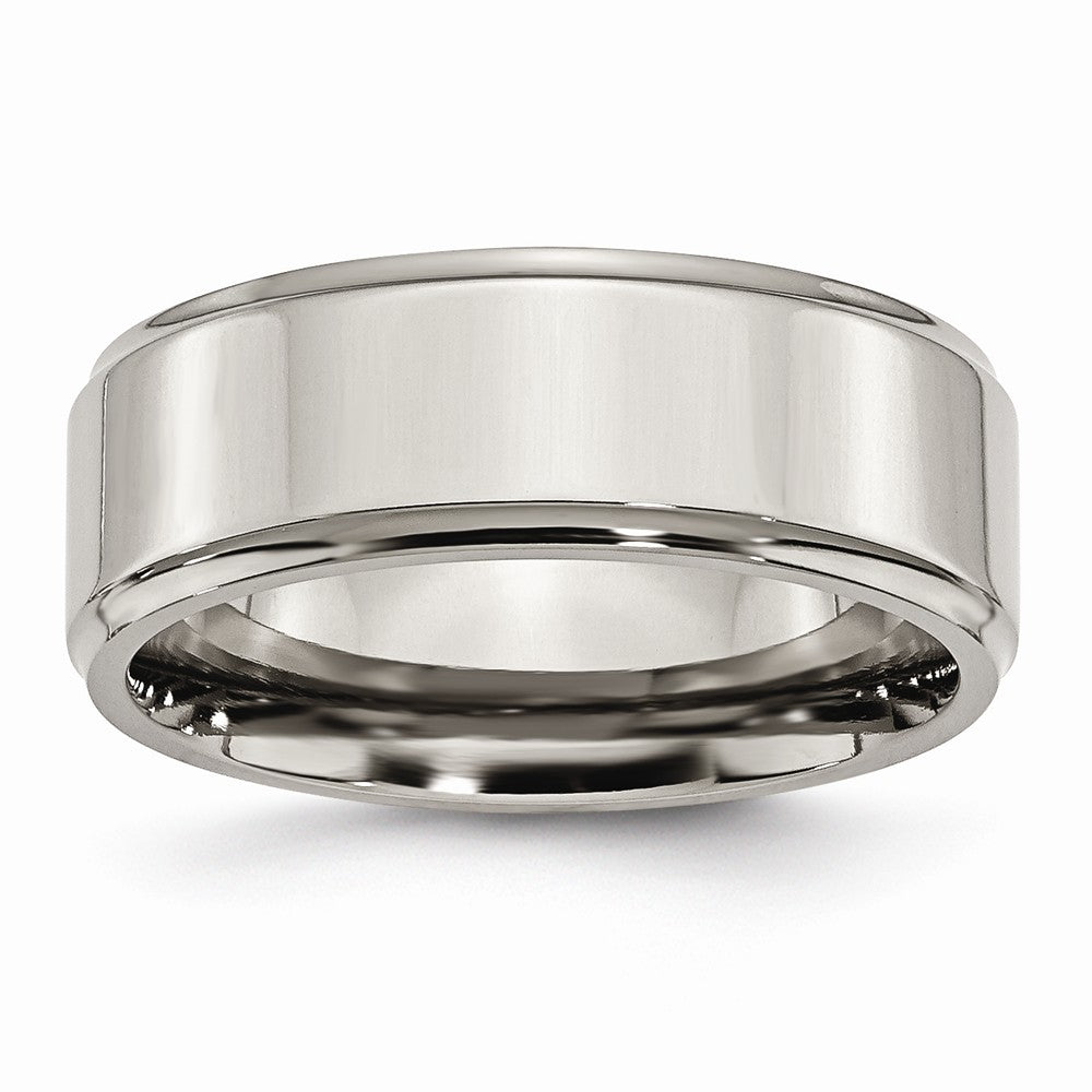 Titanium Ridged Edge 8mm Polished Band