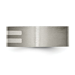 Titanium Brushed WithSterling Silver Inlay 8mm Flat Band