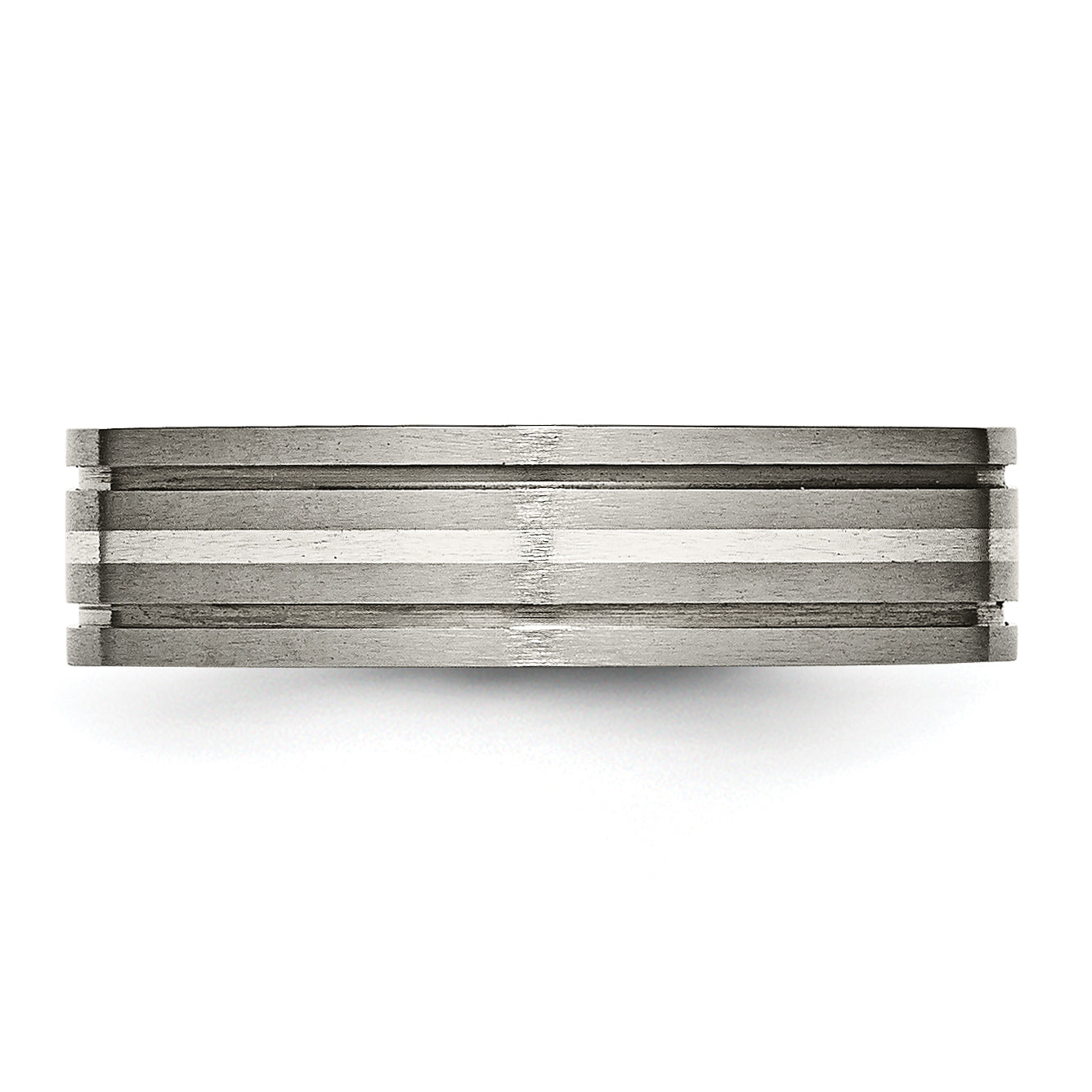 Titanium and Sterling Silver Unisex Grooved Wedding Band, Engravable