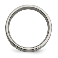 Titanium Brushed WithSterling Silver Inlay 8mm Grooved Band