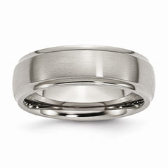 Titanium Ridged Edge 7mm Brushed and Polished Band