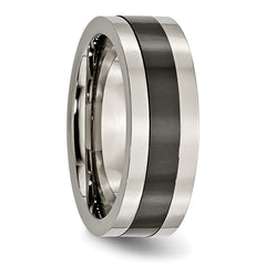 Titanium Base WithPolished Black Ceramic Center Flat 8mm Band