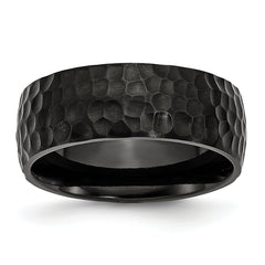 Titanium Brushed and Polished Hammered Black IP-plated 8mm Band