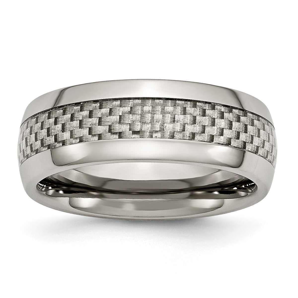 Titanium Polished WithGrey Carbon Fiber Inlay 8mm Band