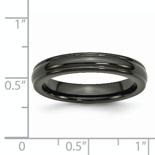 Titanium Black Ti Polished Domed 4mm Rounded Edge Band