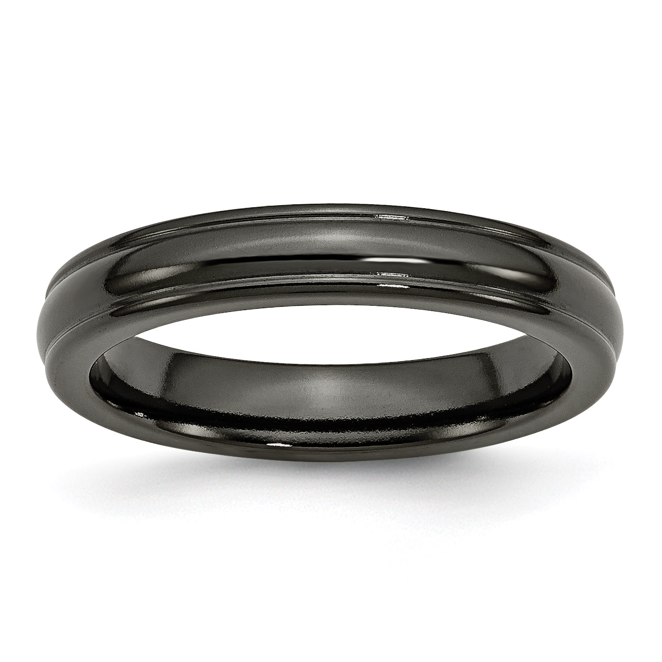 Titanium Black Ti Polished Domed 4mm Rounded Edge Band