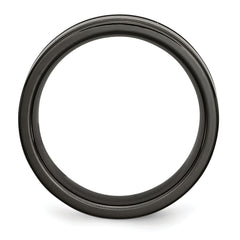 Titanium Black Ti Polished Blue Anodized 8mm Grooved Band