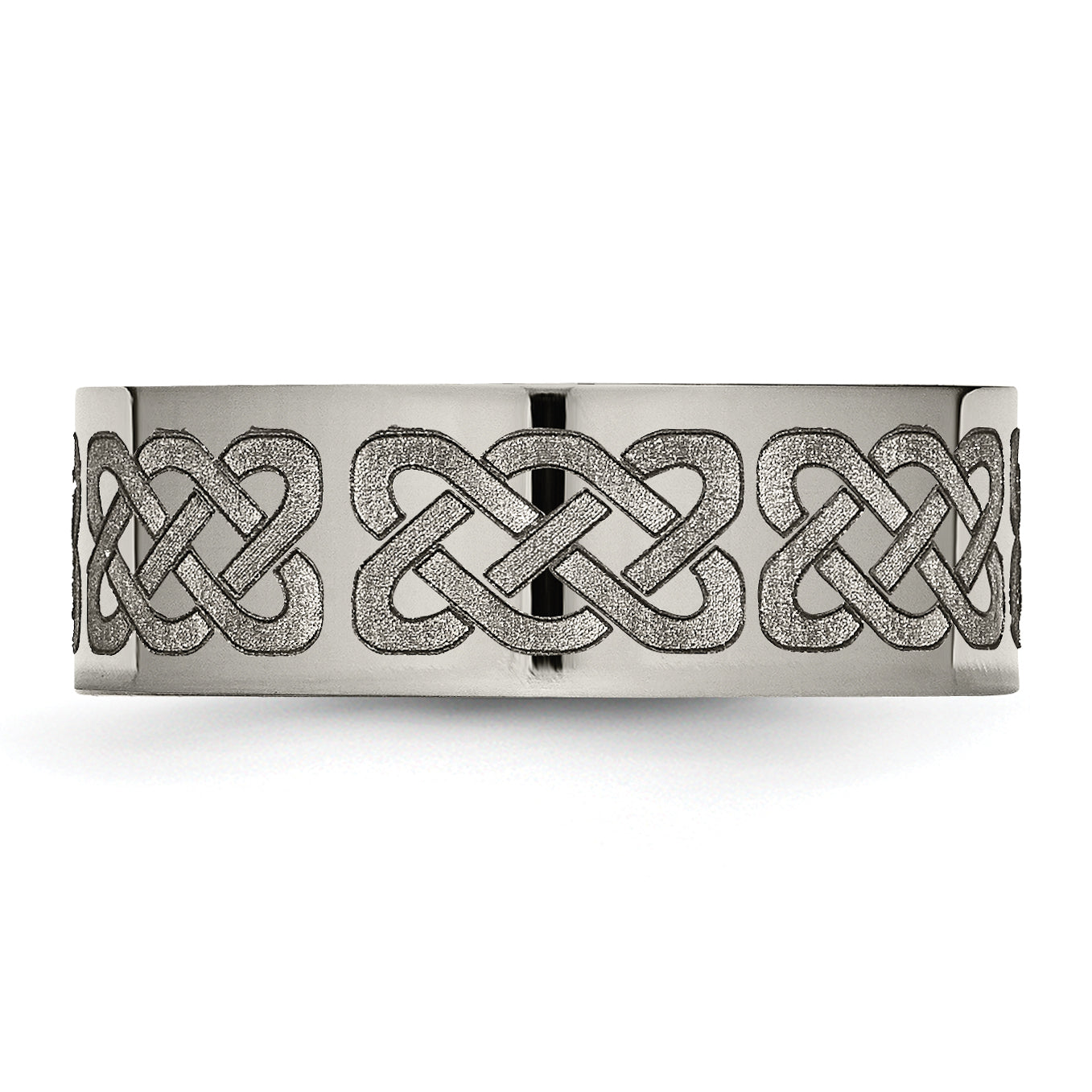 Titanium Polished Celtic Laser Design 8mm Flat Band