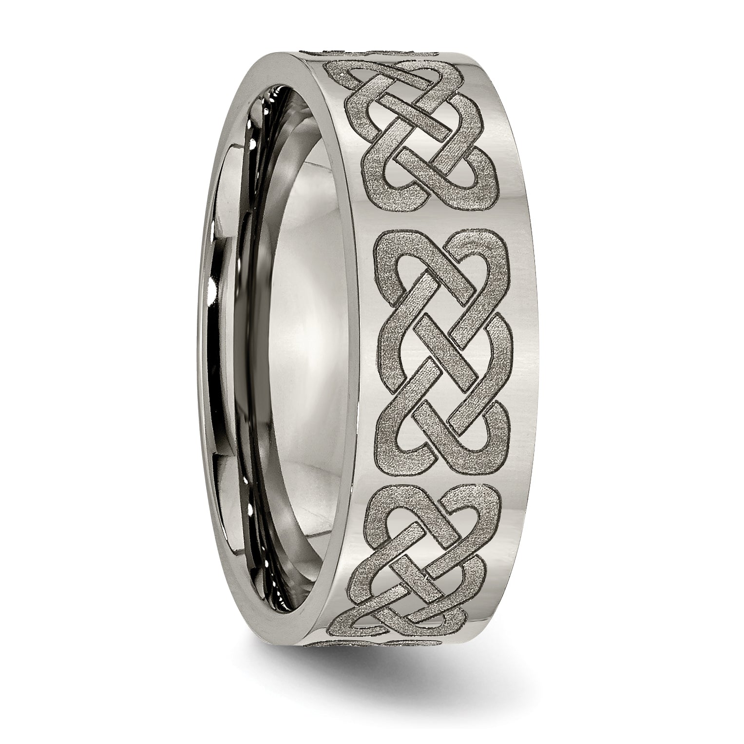 Titanium Polished Celtic Laser Design 8mm Flat Band