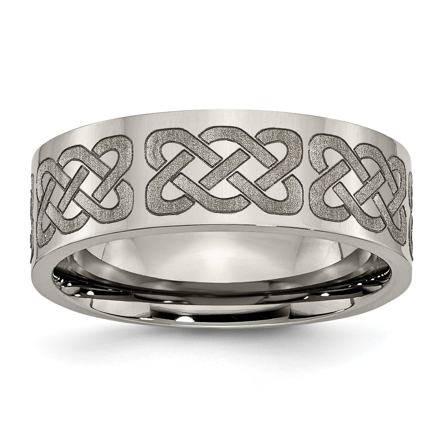 Titanium Polished Celtic Laser Design 8mm Flat Band