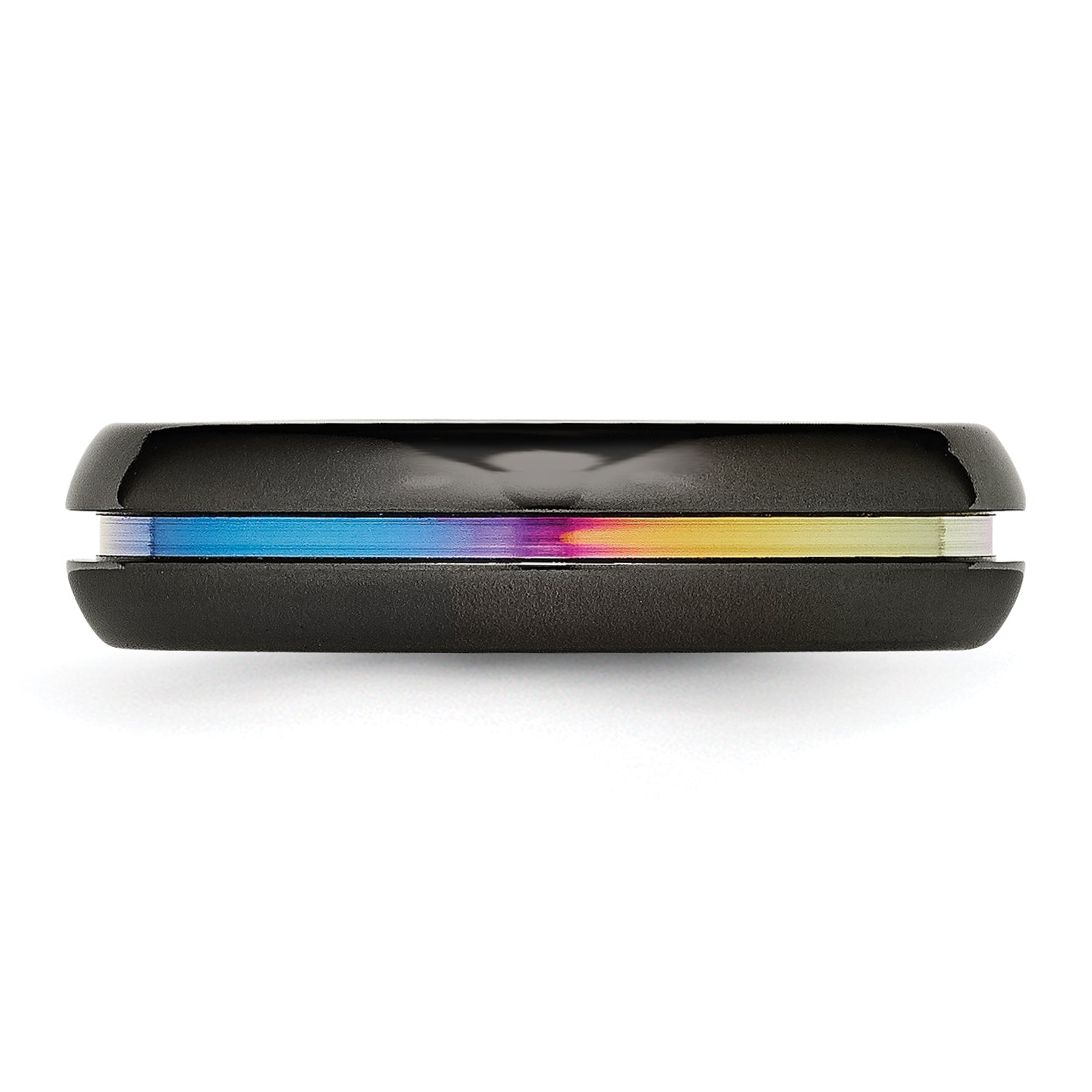 Titanium Black Ti Polished Rainbow Anodized 6mm Band