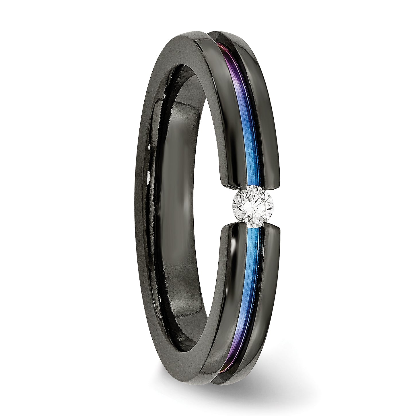 Titanium Black Ti Multi-colored Anodized With3mm .10ct dia. 4mm Band