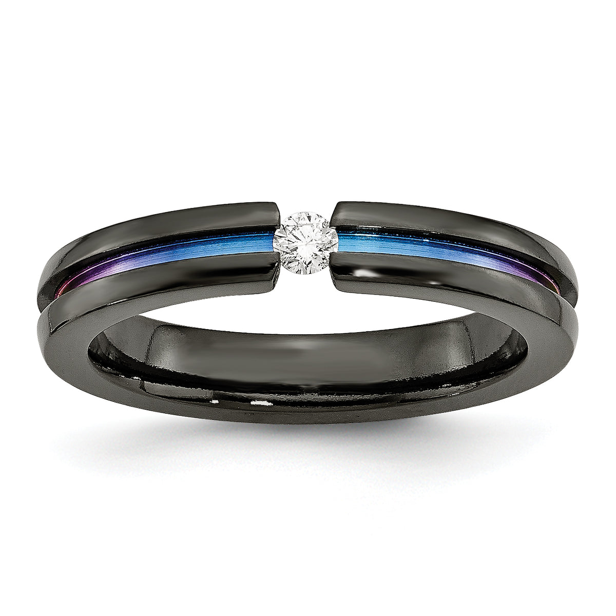 Titanium Black Ti Multi-colored Anodized With3mm .10ct dia. 4mm Band