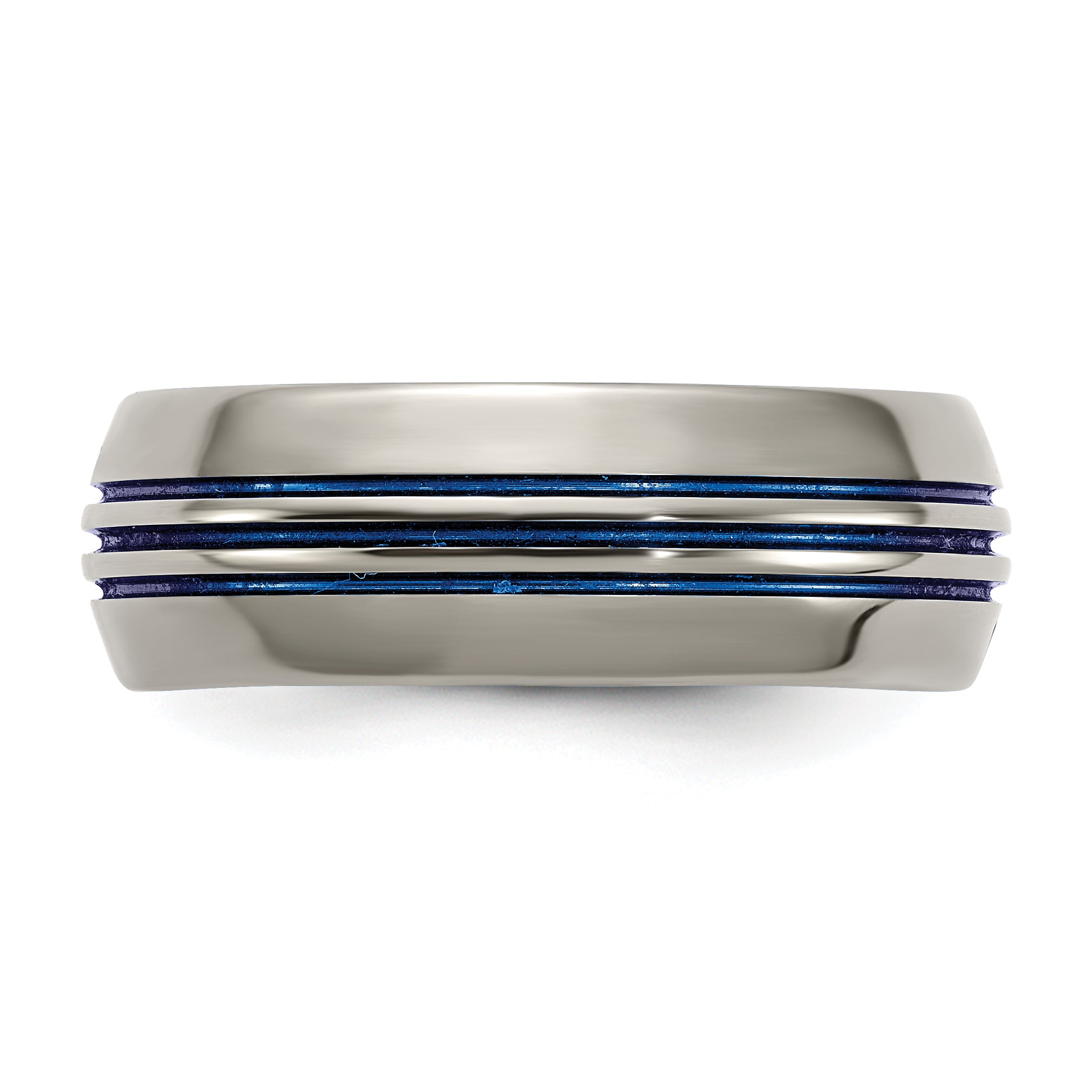 Sophia Jewelers Titanium Polished Unisex Wedding Band with Engravable Blue Accents