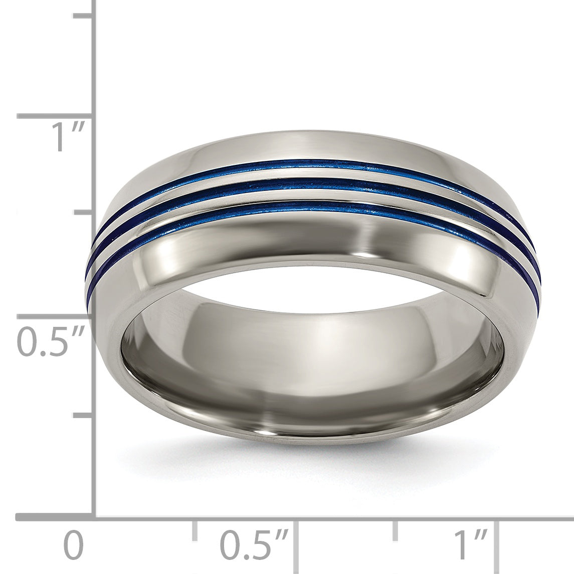 Sophia Jewelers Titanium Polished Unisex Wedding Band with Engravable Blue Accents