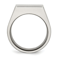 Sophia Jewelers Titanium Signet Ring with Polished Brushed Finish Engravable Unisex