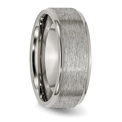 Titanium Brushed Center 8mm Ridged Edge Band