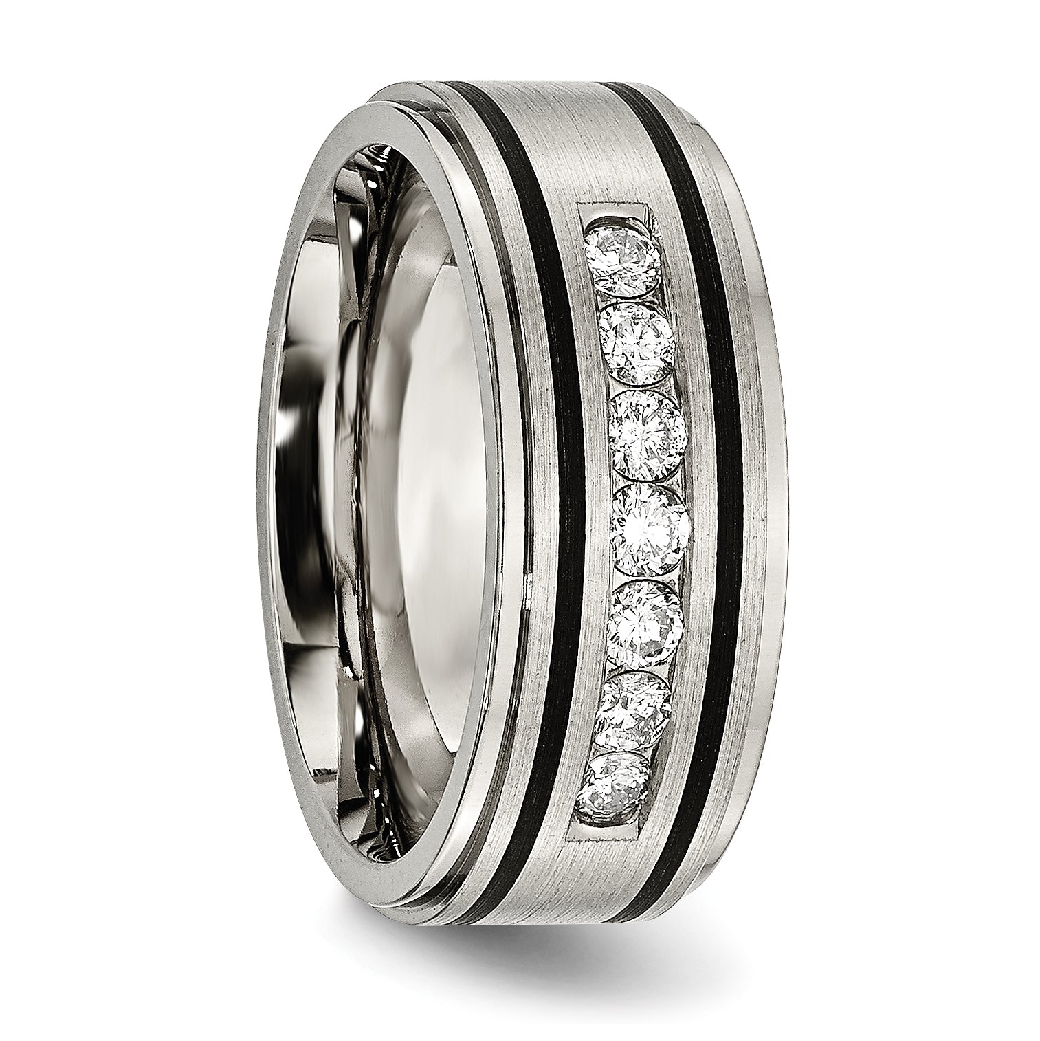 Titanium Enameled 9mm Wedding Band with 1/2 Carat Diamonds