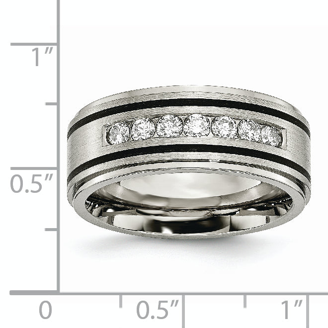 Titanium Enameled 9mm Wedding Band with 1/2 Carat Diamonds