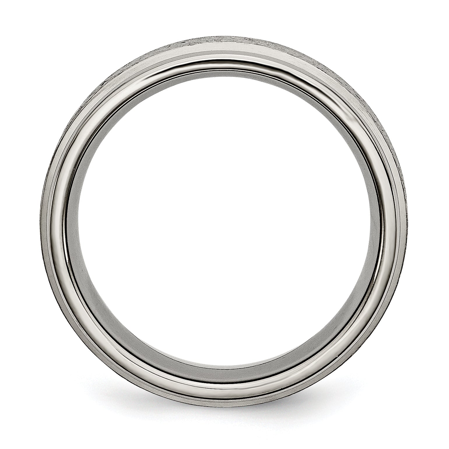 Titanium Brushed Center 8mm Ridged Edge Band