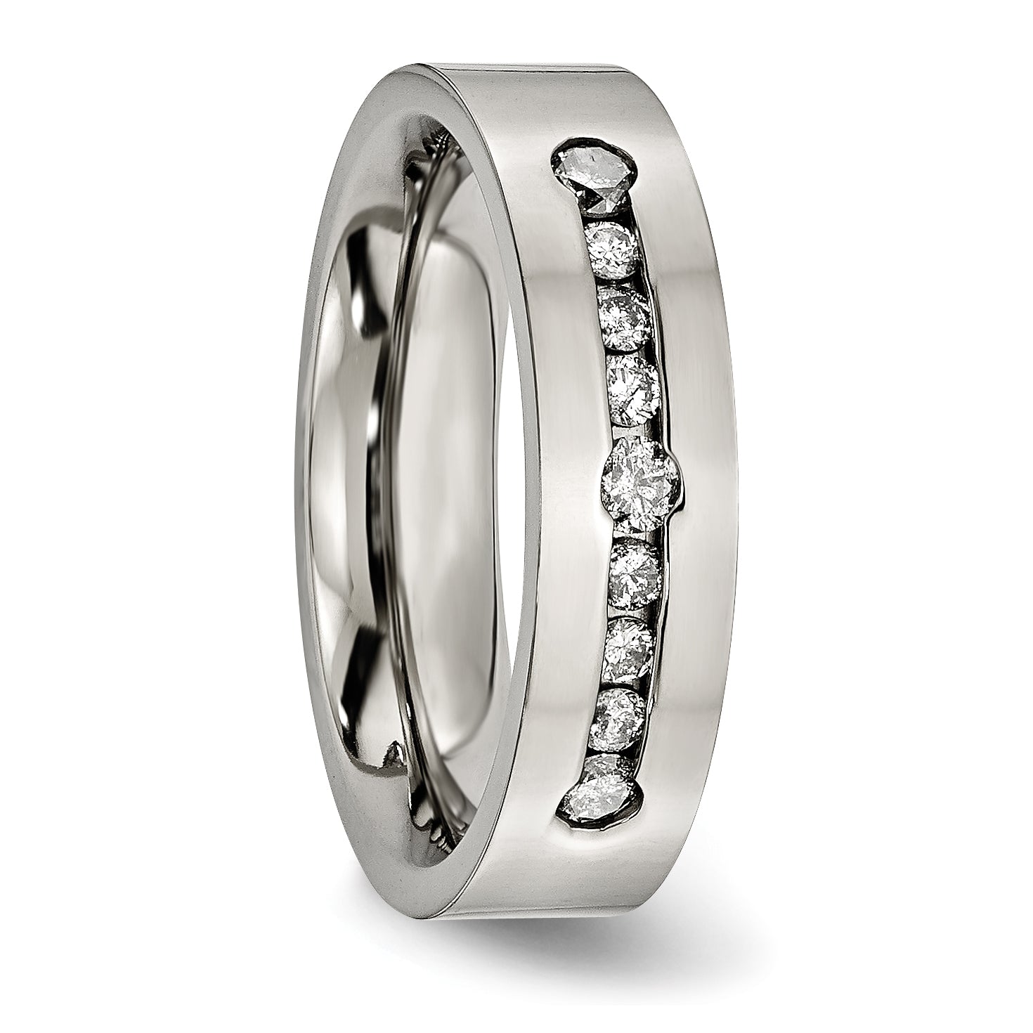 Sophia Jewelers Titanium Unisex Diamond Wedding Band Polished Engravable