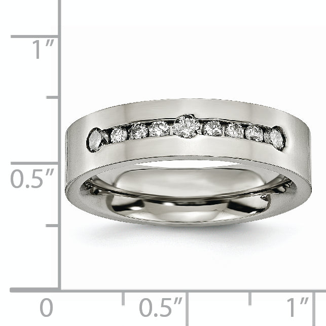 Sophia Jewelers Titanium Unisex Diamond Wedding Band Polished Engravable