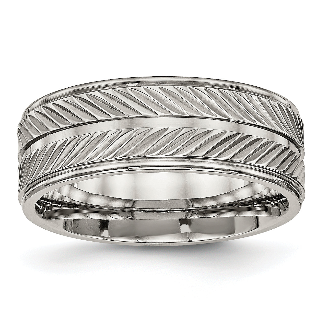 Titanium Polished 8mm Grooved Band