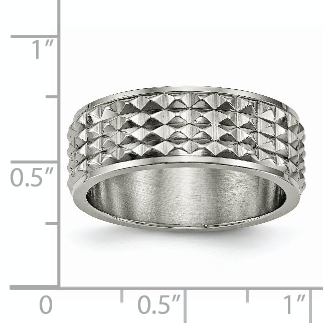 Titanium Polished 8mm Unisex Wedding Band with Gift Pouch