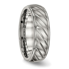 Titanium Grooved Wedding Band with Brushed Polished Finish Engravable