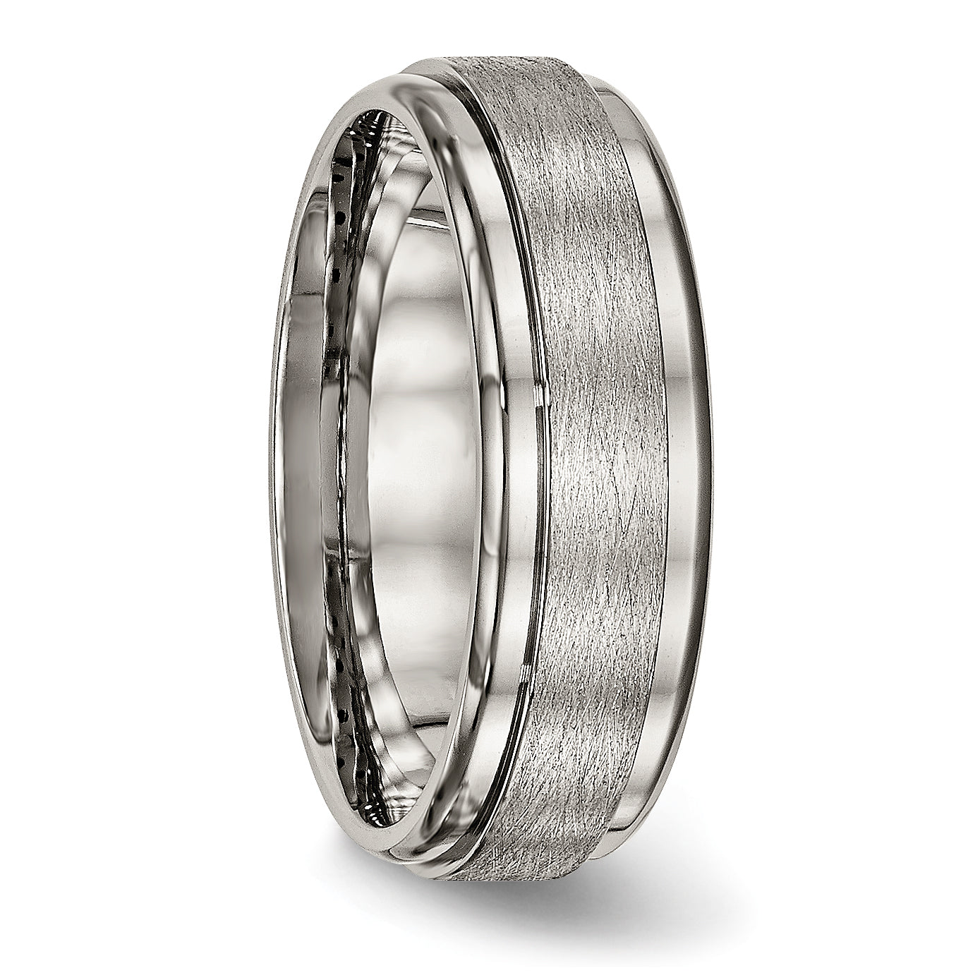 Titanium Ridged Edge Unisex Wedding Band Polished & Engravable