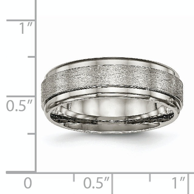 Titanium Ridged Edge Unisex Wedding Band Polished & Engravable