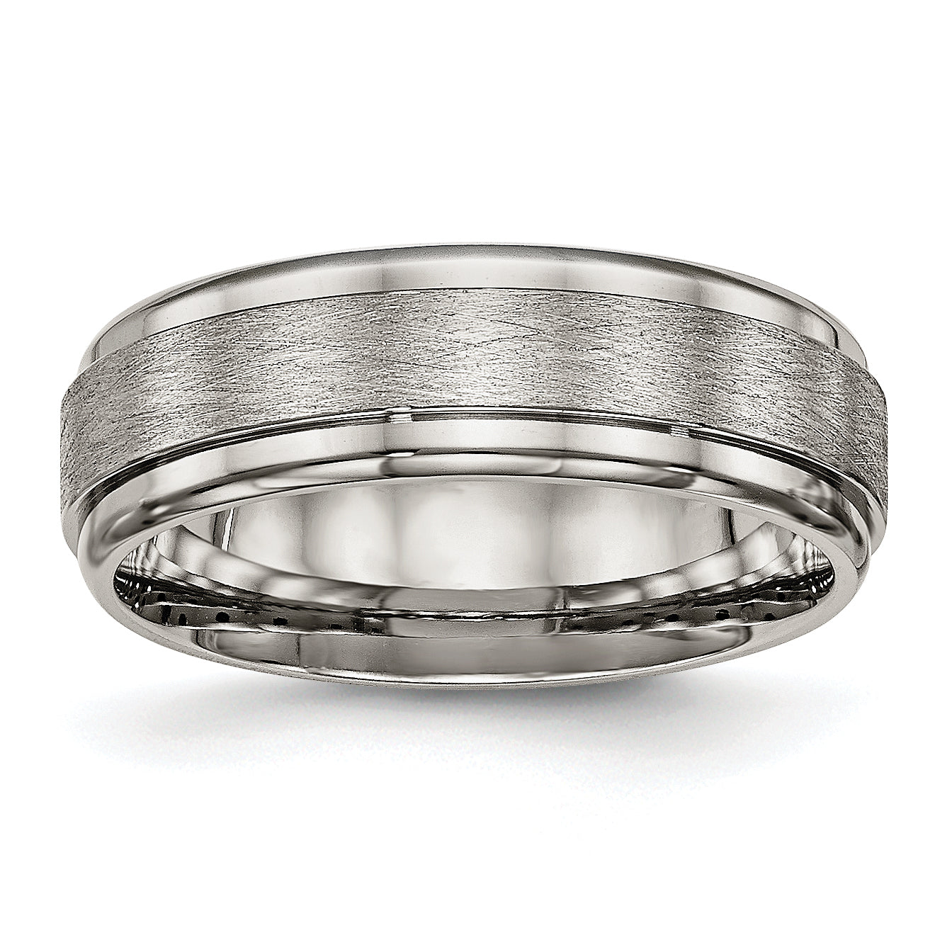 Titanium Brushed Center 7mm Ridged Edge Band