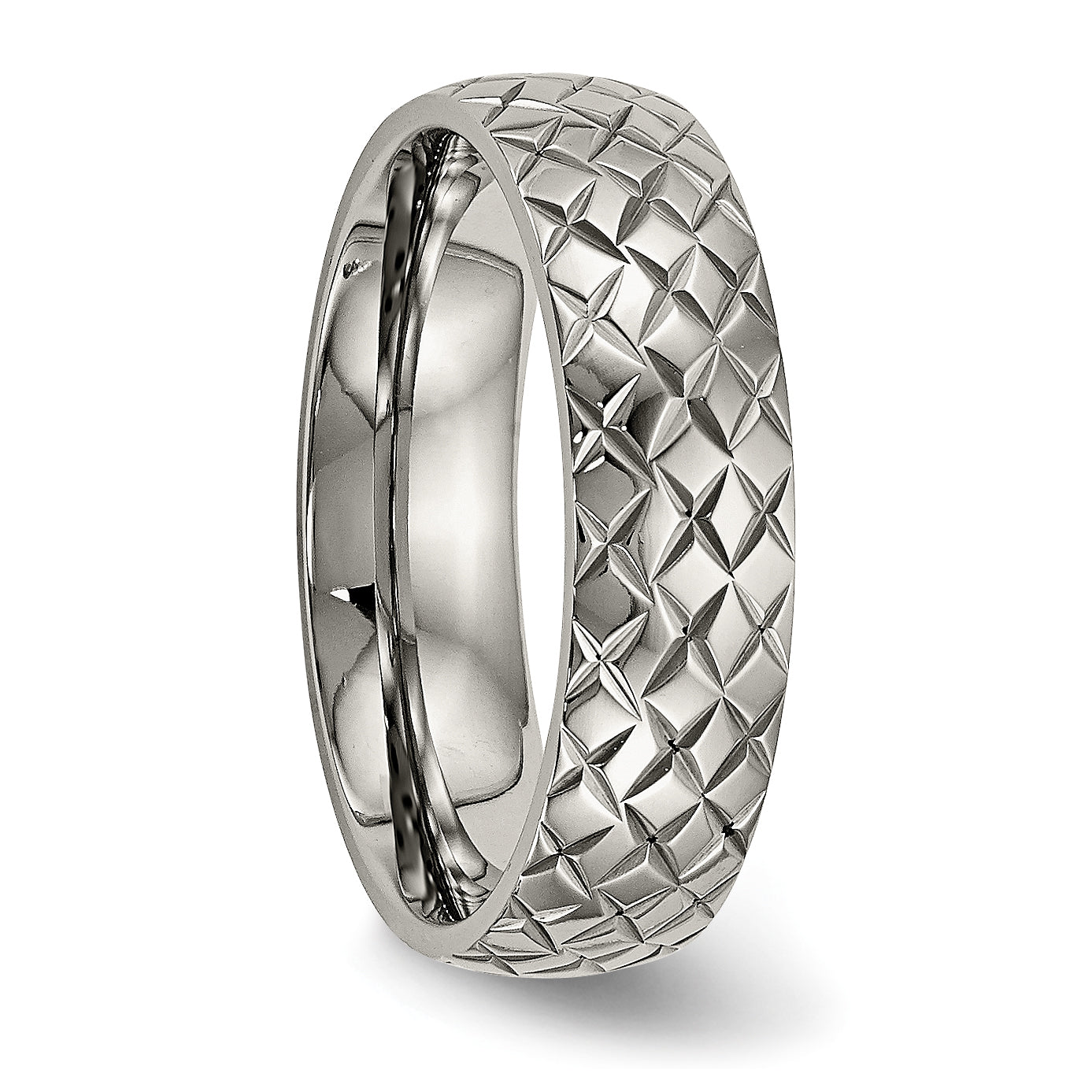 Titanium 6mm Unisex Wedding Band with Polished Textured Finish